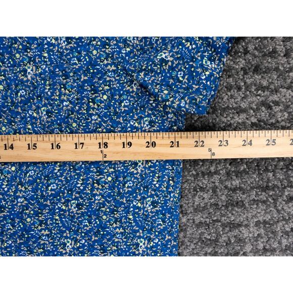 J Crew Shirt Mens Large Blue Floral Print Slim Stretch Short Sleeve Beach Casual - Picture 5 of 7